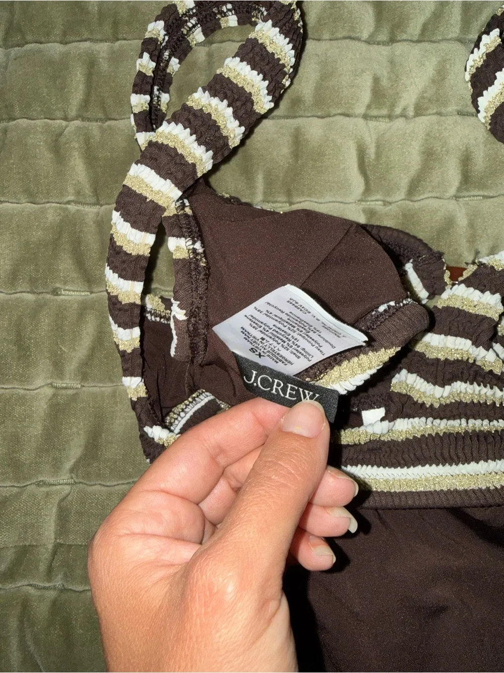 J. Crew Cream & Brown Striped Bikini Bottoms - Picture 5 of 7